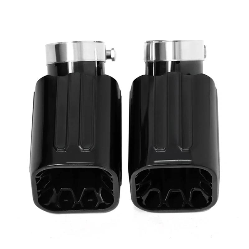 Auspuffblenden 1 Paar Auto-Auspuffblende Endrohr Edelstahl Schwarz Quadrat Schalldämpfer Spitze Düse Für Land Für Rover Für Defender Für L663 Endrohrblende(Black Style B) von ZSKSJHSJ