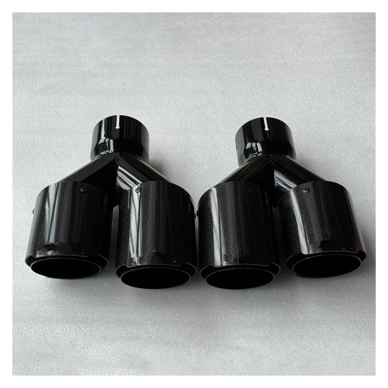 Auspuffblenden 1 Paar Doppel-Auto-Auspuffrohr-Endrohre Glänzend Schwarz Aus Kohlefaser/Edelstahl Doppel-Auspuffspitzen Endrohr-Endrohr Endrohrblende(ID 51MM-OD 101MM) von ZSKSJHSJ