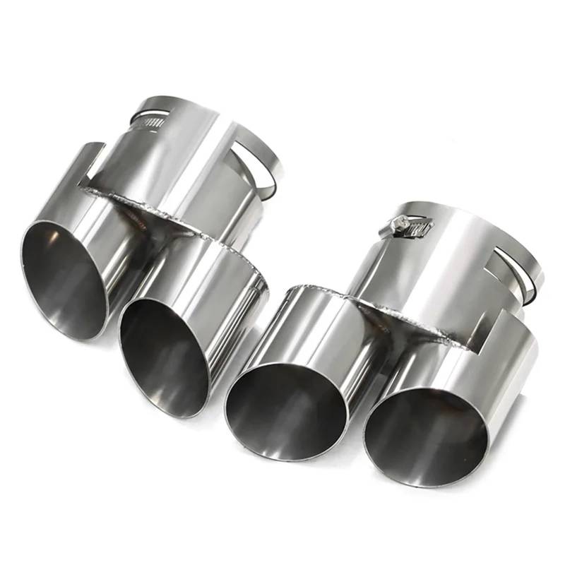 Auspuffblenden 1 Paar Quad-Auspuffblende Für X5 G05 X6 G06 X7 G07 Heck-Upgrade Größere Doppelauspuffendrohre Schalldämpfer-Endrohre Endrohrblende(Silber) von ZSKSJHSJ
