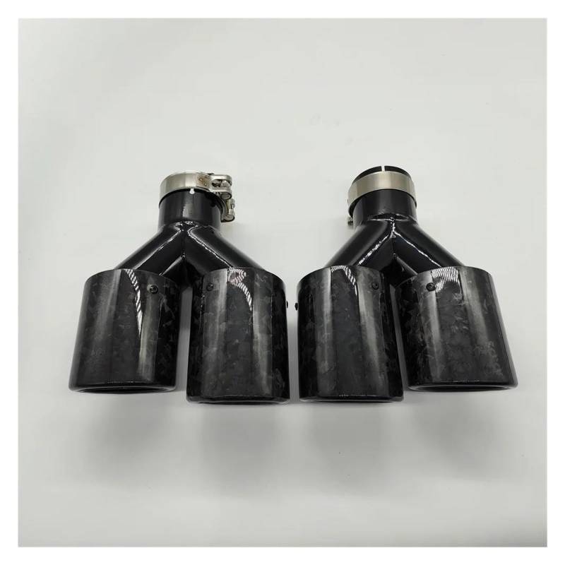 Auspuffblenden 1 Paar Y-Stil Doppelt Glänzend Schwarz Carbonfaser-Auspuffspitze Endrohr Schalldämpferspitzen Doppelauspuffrohr Quad Tipps Universal Endrohrblende(ID 54MM-OD 114MM) von ZSKSJHSJ