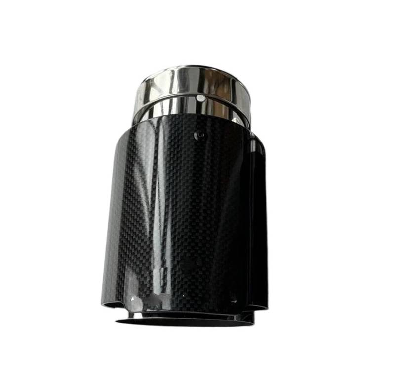 Auspuffblenden 1 Stück Einzelauto-Auspuffspitzen Silberrohr Glänzend Carbon Fiber Tail End Schalldämpfer Endrohr Für Universal Endrohrblende(ID 83MM-OD 114MM) von ZSKSJHSJ