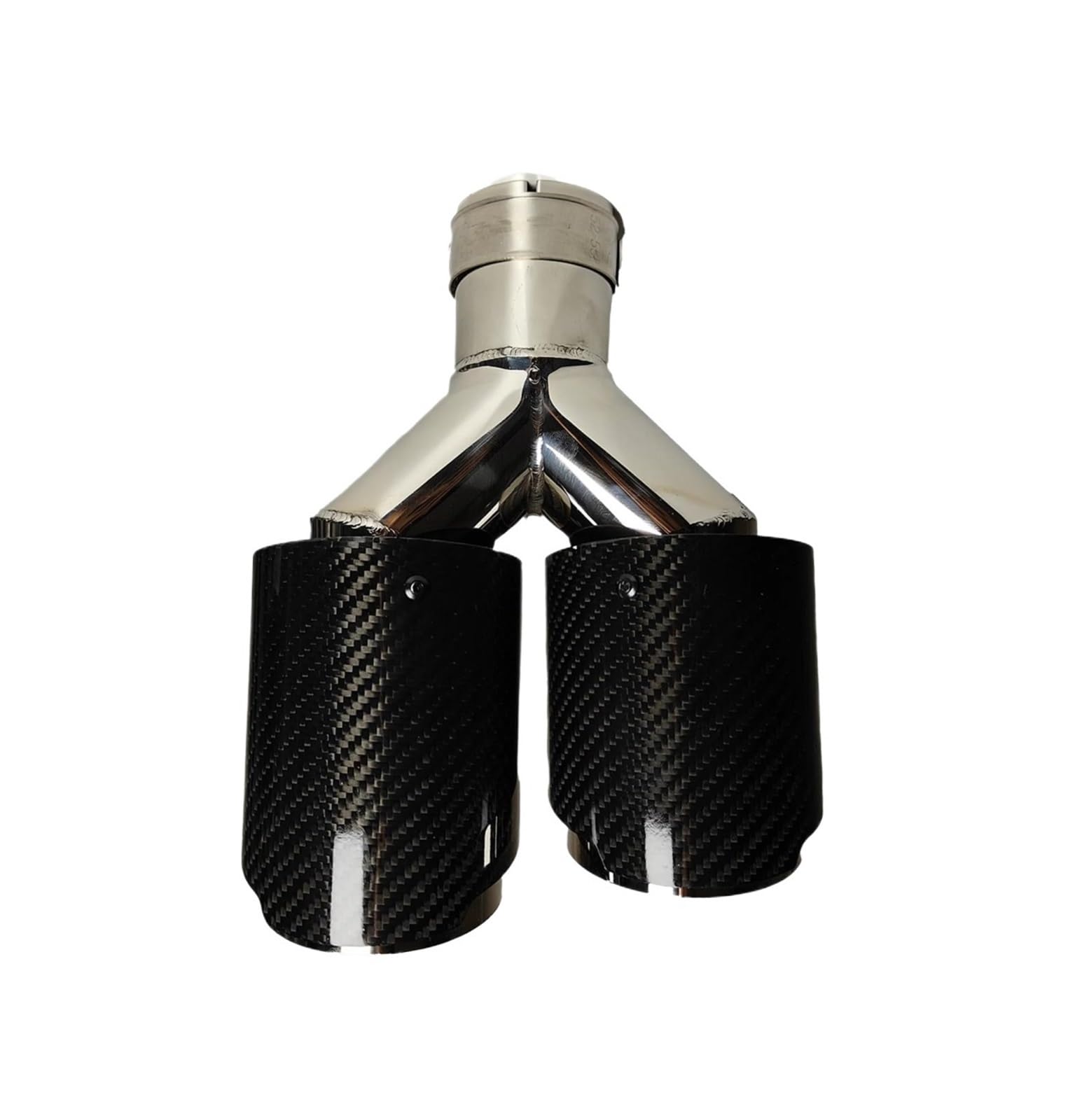 Auspuffblenden 1 Stück Universal-Auto-Schalldämpfer Aus Kohlefaser Länge Brüniert Y-förmig Doppelte Auspuffspitze Aus Twill Glänzend Endrohrblende(60mm-89mm-Right) von ZSKSJHSJ