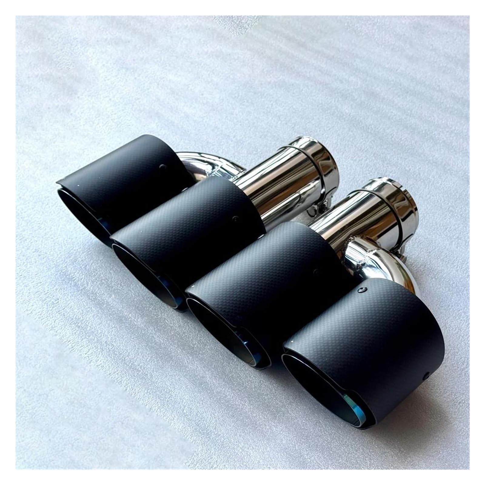 Auspuffblenden 2 Stück H-Typ Dual Car Universal-Auspuffspitzen Düsen Matt Carbon Fiber Blau Edelstahl Doppelausgang Schalldämpfer Endrohr Endrohrblende(ID 54MM-OD 114MM) von ZSKSJHSJ