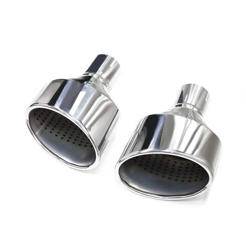 Auspuffblenden 2 Stücke Universal Auto Auspuffblende Für SQ5 Leom Edelstahl Auto Rolled Oval Outlet Schräg Endrohr Auspuff Schalldämpfer Spitze Endrohrblende(Silber) von ZSKSJHSJ