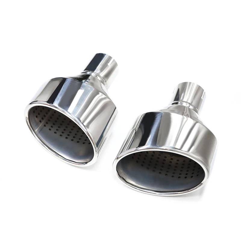 Auspuffblenden 2 Stücke Universal Auto Auspuffblende Für SQ5 Leom Edelstahl Auto Rolled Oval Outlet Schräg Schneiden Endrohr Schalldämpfer Spitze Endrohrblende(Silber) von ZSKSJHSJ