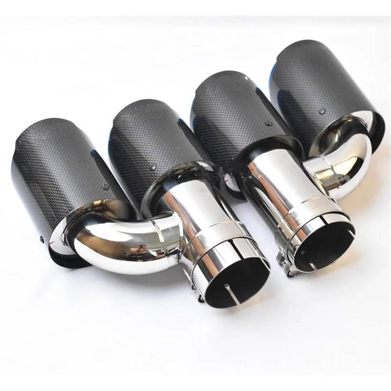 Auspuffblenden 2Pcs Links Und Rechts Auto Dual Auspuff Blau Ende Rohr Glänzend Carbon Faser Schalldämpfer Spitze Throu Endrohrblende(51-89mm) von ZSKSJHSJ