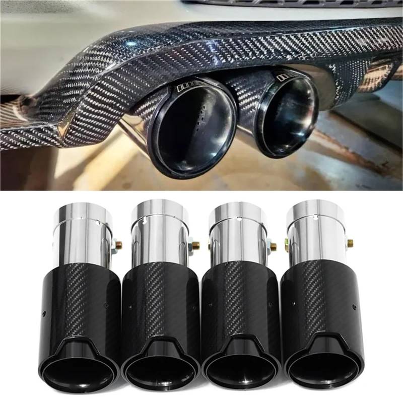 Auspuffblenden 4 Stücke Auspuffblende Für M3 E9x E90 E92 E93 80MM SCHWARZ GLÄNZEND Carbon Faser Schalldämpfer Tipps Endrohr Düse Endrohrblende(Silber) von ZSKSJHSJ