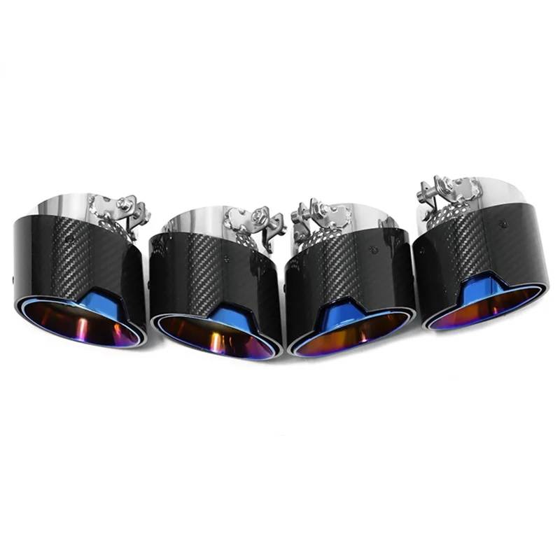 Auspuffblenden 4 Stücke Auto Auspuffblende Für X3M X4M F97 F98 Carbon Faser Auspuffrohr Direkt Stecker Schalldämpfer Spitze Düse Endrohr Endrohrblende(Blau) von ZSKSJHSJ