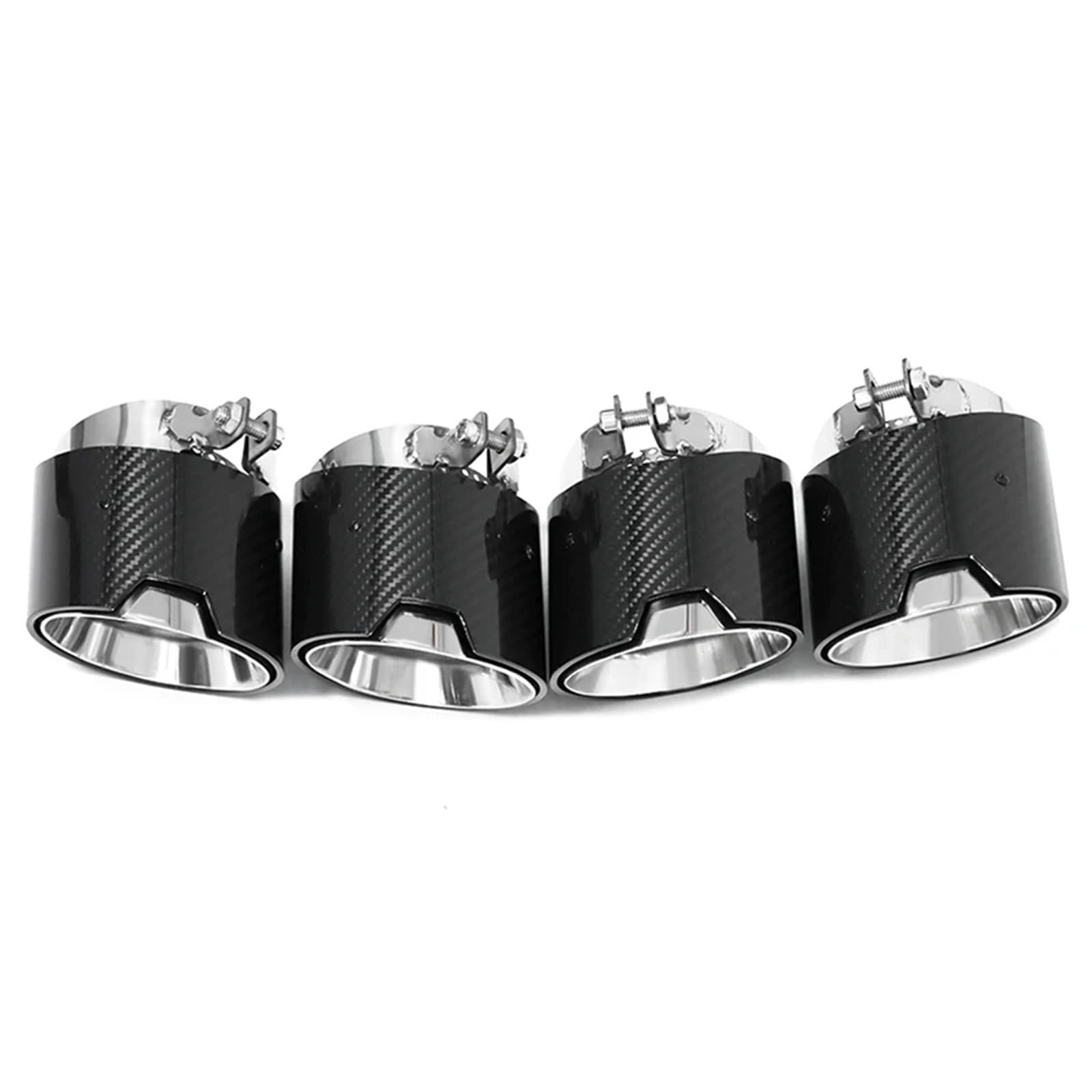 Auspuffblenden 4 Stücke Auto Auspuffblende Für X3M X4M F97 F98 Carbon Faser Auspuffrohr Direkt Stecker Schalldämpfer Spitze Düse Endrohr Endrohrblende(Silber) von ZSKSJHSJ