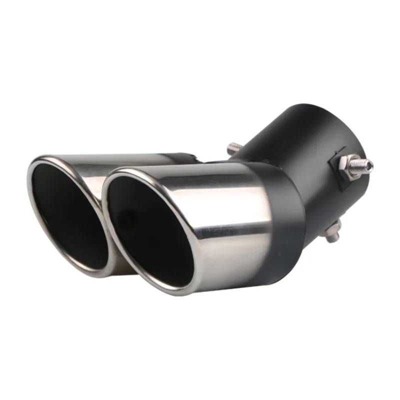 Auspuffblenden Auto Universal Endrohr Eins Aus Zwei Backen Blau Modell Zubehör Auspuff Tipps Schalldämpfer Schwanz Doppel-Rohr Rohr Tipps Endrohrblende(Black 3) von ZSKSJHSJ
