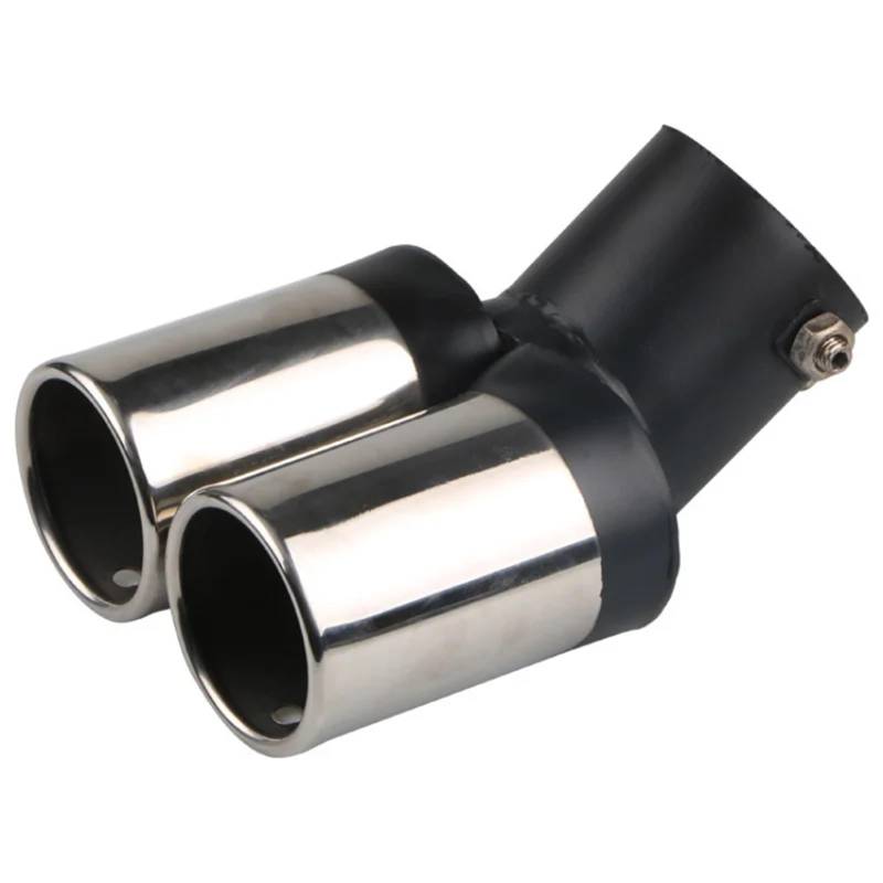 Auspuffblenden Auto Universal Endrohr Eins Aus Zwei Backen Blau Modell Zubehör Auspuff Tipps Schalldämpfer Schwanz Doppel-Rohr Rohr Tipps Endrohrblende(Black2) von ZSKSJHSJ