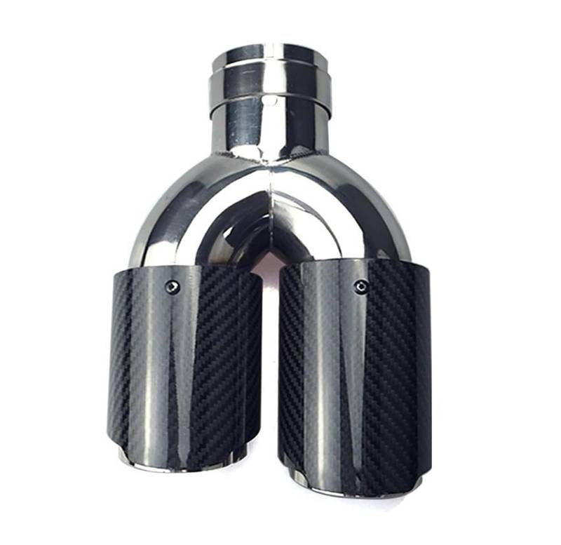 Auspuffblenden Doppelter 76mm Outlet Real Carbon Fiber Auspuffrohr Schalldämpfer Spitze Ende Schwanz Rohr Auto Auto Zubehör Endrohrblende(Left inlet 70mm) von ZSKSJHSJ