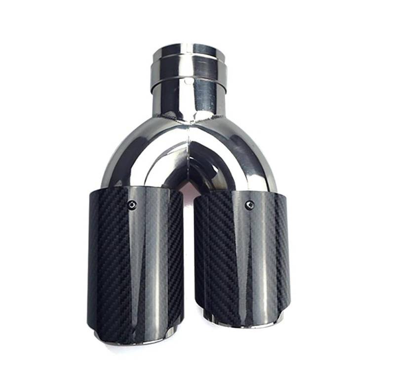 Auspuffblenden Doppelter 76mm Outlet Real Carbon Fiber Auspuffrohr Schalldämpfer Spitze Ende Schwanz Rohr Auto Auto Zubehör Endrohrblende(Right inlet 70mm) von ZSKSJHSJ