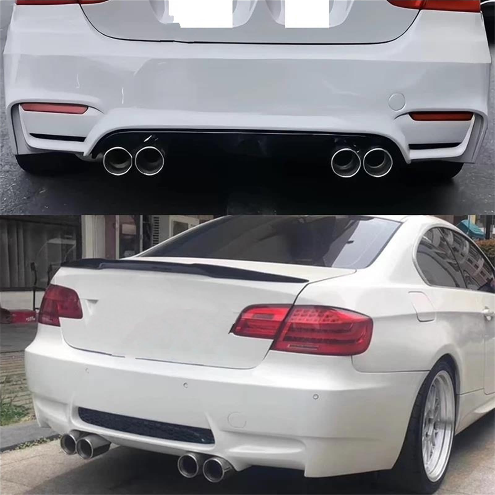 Auspuffblenden Edelstahl-Autoauspuff Für E90 E92 E93 320i 318i Für M4 Stoßstangenschalldämpfer-Endrohr-Auspuffanlage Endrohrblende(Schwarz) von ZSKSJHSJ