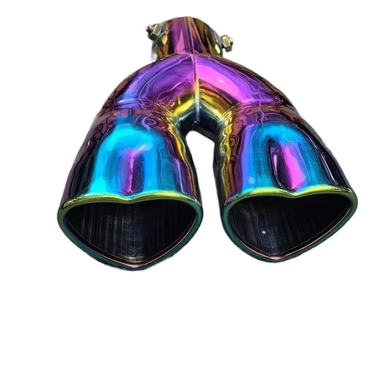 Auspuffblenden Herzförmiges Auto-Auspuffendrohr Universelles Edelstahl-Schalldämpfer-Endrohr Doppelrohr-Einlass 60 Mm Endrohrblende(Color curved) von ZSKSJHSJ