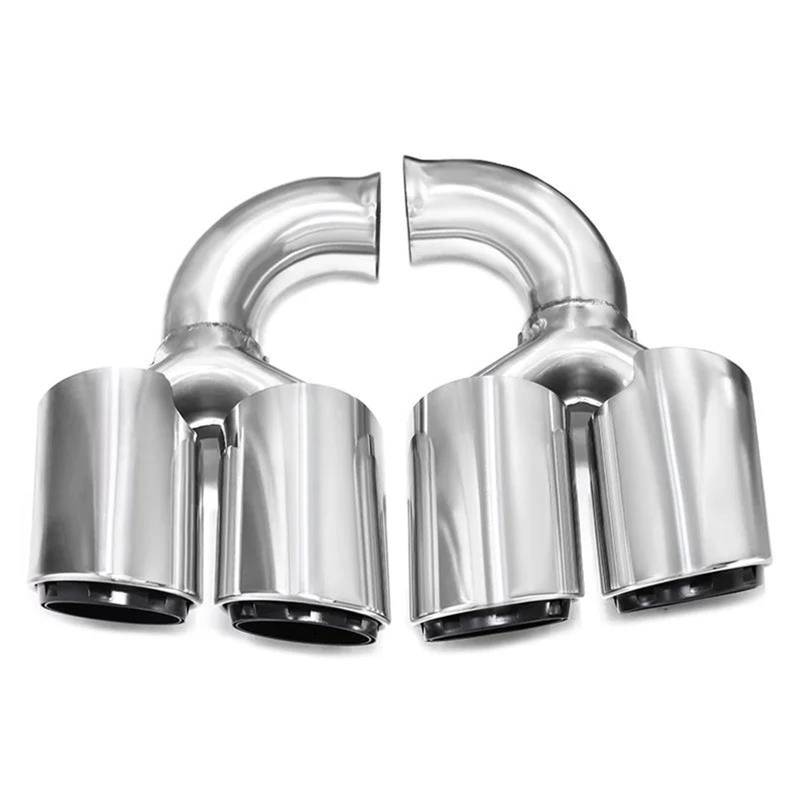 Auspuffblenden Quad-Auto-Auspuffblende Für Cayenne Für 958 2011–2014 304 Edelstahl-Schalldämpferspitze Düsen-Endrohr Auspuffanlage Tuning-Spitze Endrohrblende(Silver Short) von ZSKSJHSJ