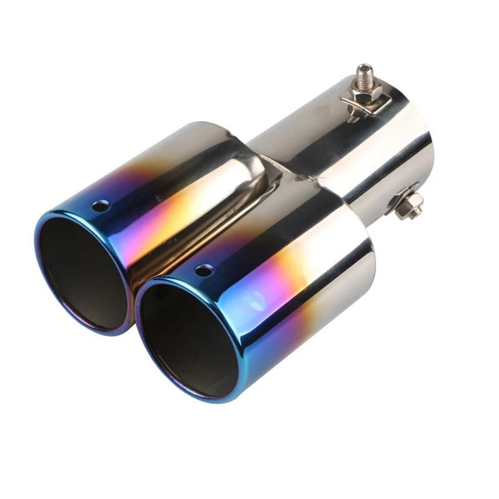Auspuffblenden Tuning Autozubehör Universal Schalldämpfer Auspuff Edelstahl Schalldämpfer Auspuff Auto Doppel Auspuffspitzen Zubehör Für Auto Endrohrblende(Blue round) von ZSKSJHSJ