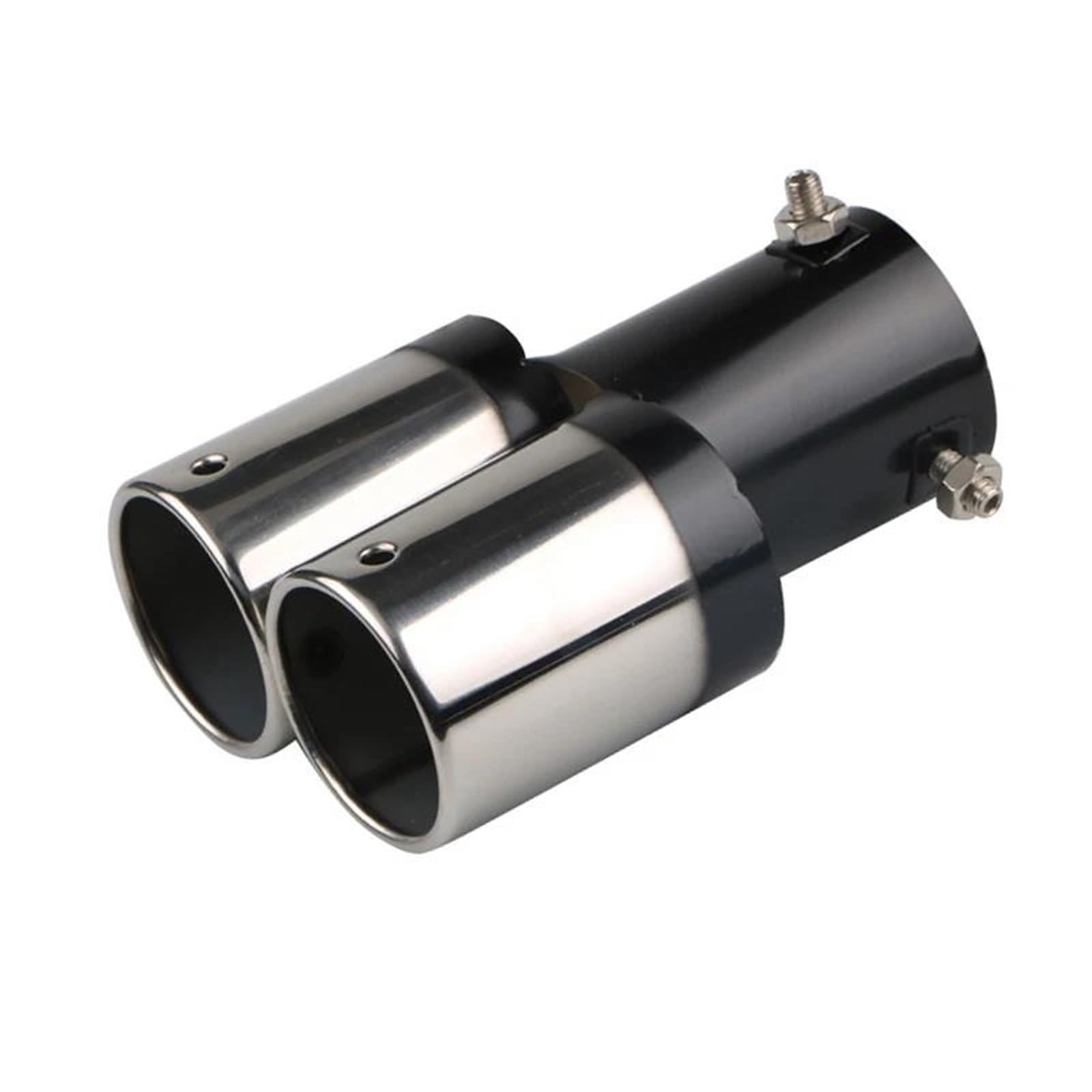 Auspuffblenden Tuning Autozubehör Universal Schalldämpfer Auspuff Edelstahl Schalldämpfer Auspuff Auto Doppel Auspuffspitzen Zubehör Für Auto Endrohrblende(Silver round) von ZSKSJHSJ