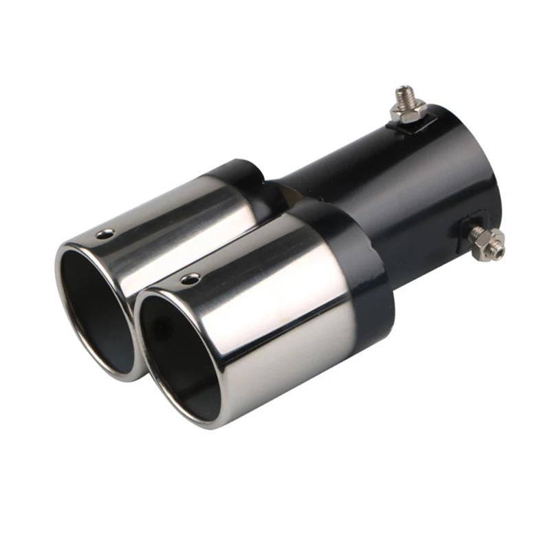 Auspuffblenden Tuning Autozubehör Universal Schalldämpfer Auspuff Edelstahl Schalldämpfer Auspuff Auto Doppel Auspuffspitzen Zubehör Für Auto Endrohrblende(Silver round) von ZSKSJHSJ