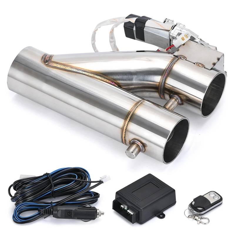 Auspuffblenden Universal 2 "2,25" 2,5 "3" Doppelventil Elektrisches Auspuff-Abschaltventil Auspuffrohr Schalldämpfer Kit Mit Drahtloser Fernbedienung Endrohrblende(3 Inch) von ZSKSJHSJ