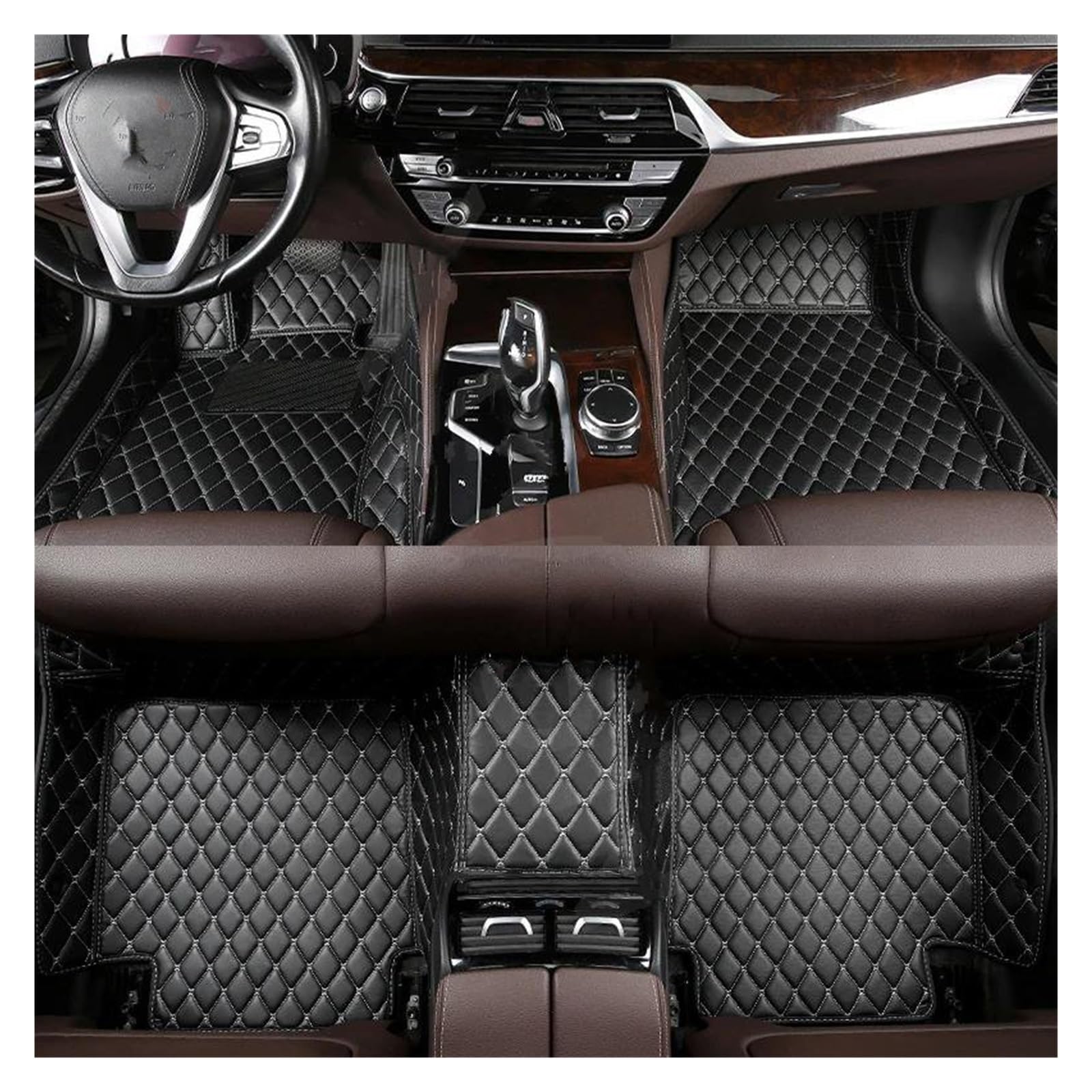 Autoteppich Auto-Fußmatte Für Mercedes Für Benz ML Für W166 2012-2016 Innenausstattung Teppich Kofferraummatte Automatten(Black White) von ZSKSJHSJ