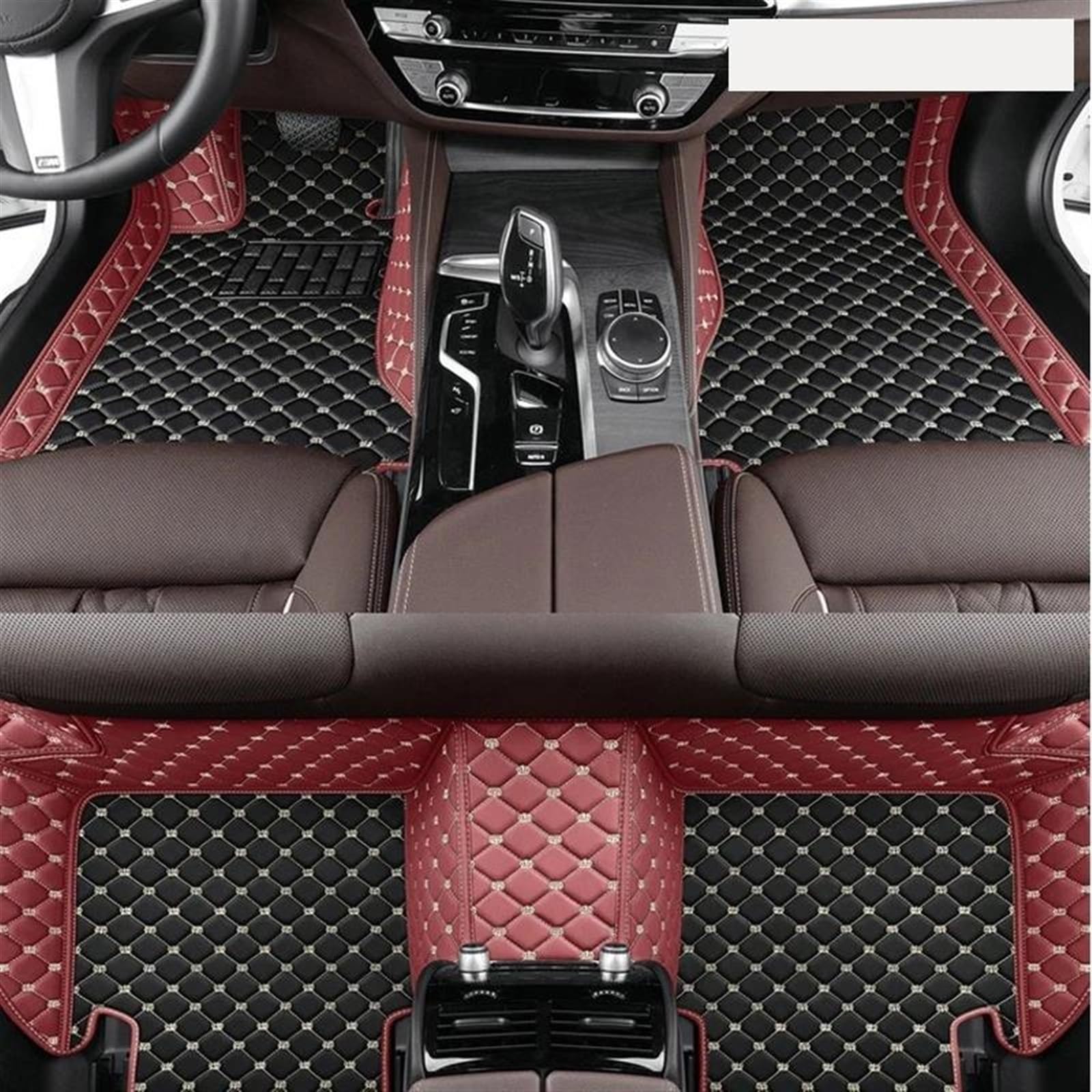 Autoteppich Auto-Fußmatten Für E46 1998-2004 Center Auto-Innenausstattung Passform Lederteppiche Teppiche Fußpolster Automatten(Black and Wine) von ZSKSJHSJ
