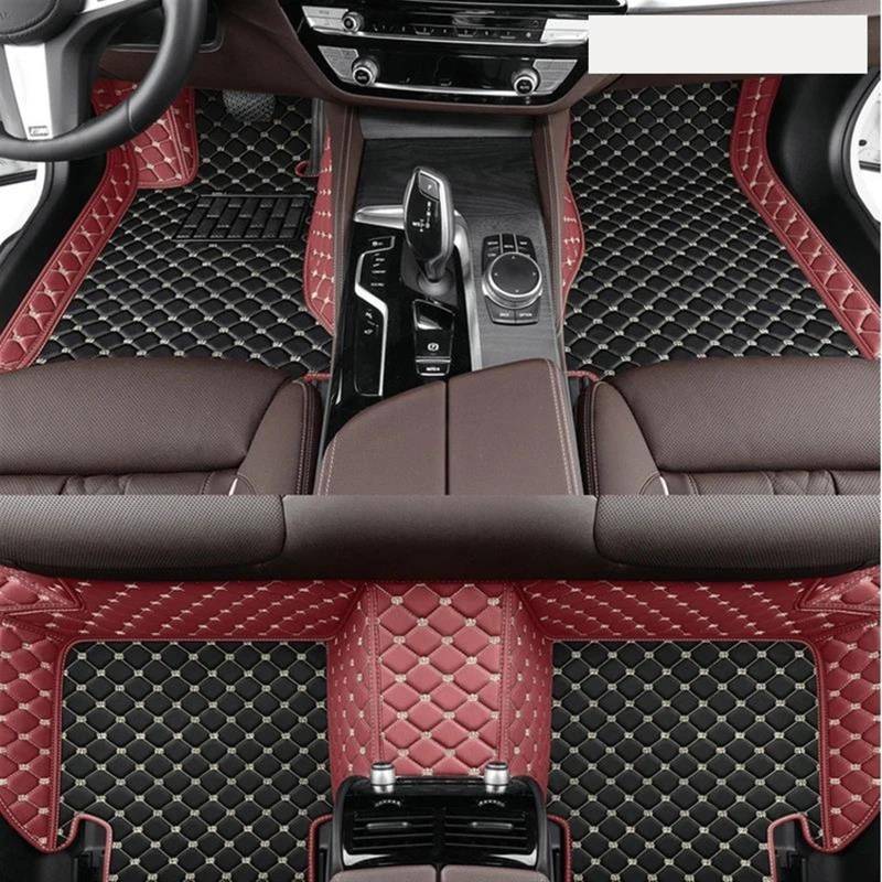 Autoteppich Auto-Fußmatten Für E46 1998-2004 Center Auto-Innenausstattung Passform Lederteppiche Teppiche Fußpolster Automatten(Black and Wine) von ZSKSJHSJ