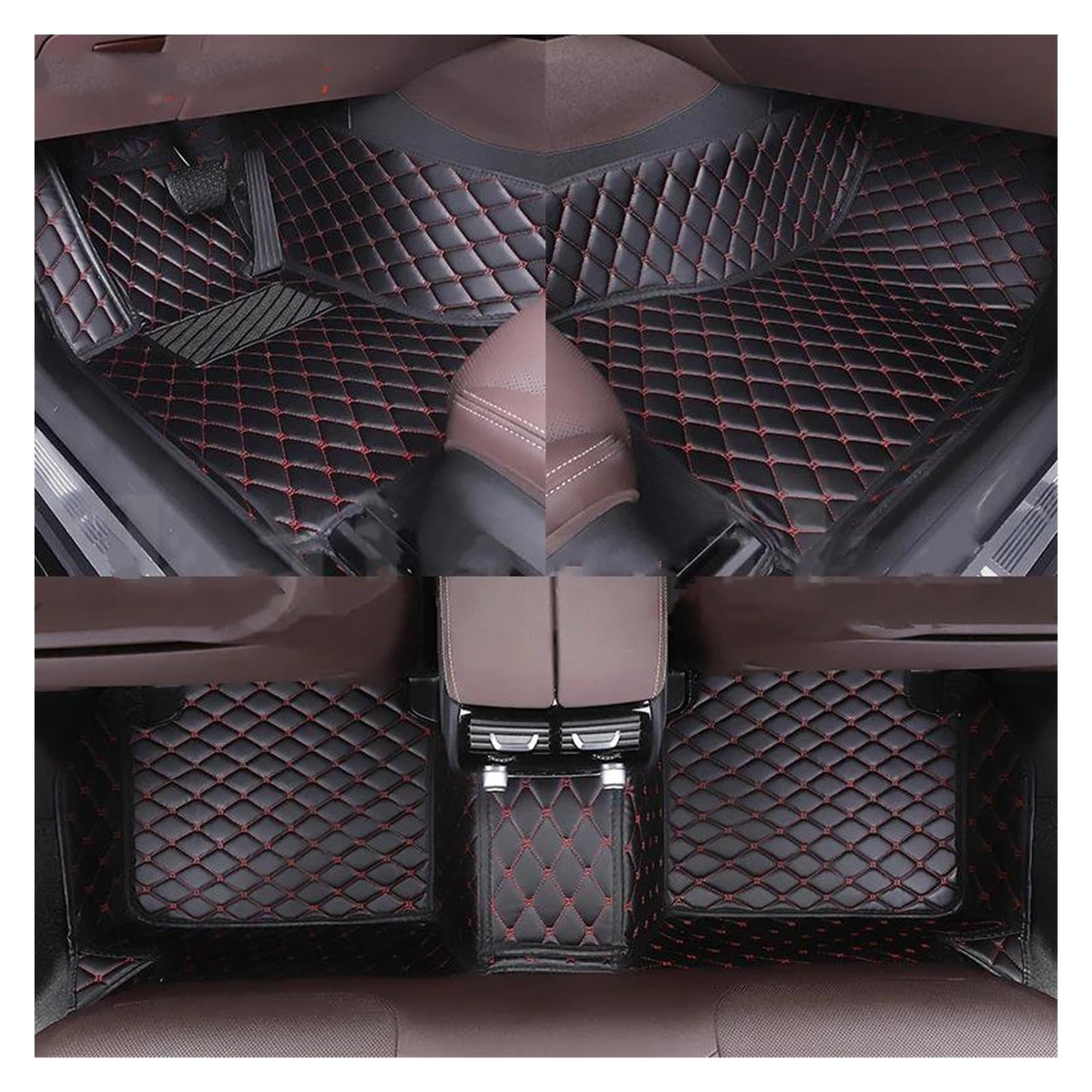 Autoteppich Für FIAT Für 500 500c 500X Alle Modell Benutzerdefinierte Auto Boden Matte Auto Teppich Teppiche Steg Teppich Zubehör Styling Innen Teile Automatten(Schwarz Rot) von ZSKSJHSJ