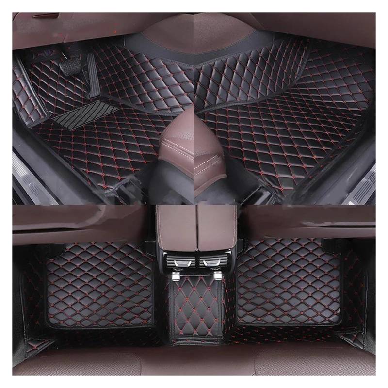 Autoteppich Für FIAT Für 500 500c 500X Alle Modell Benutzerdefinierte Auto Boden Matte Auto Teppich Teppiche Steg Teppich Zubehör Styling Innen Teile Automatten(Schwarz Rot) von ZSKSJHSJ