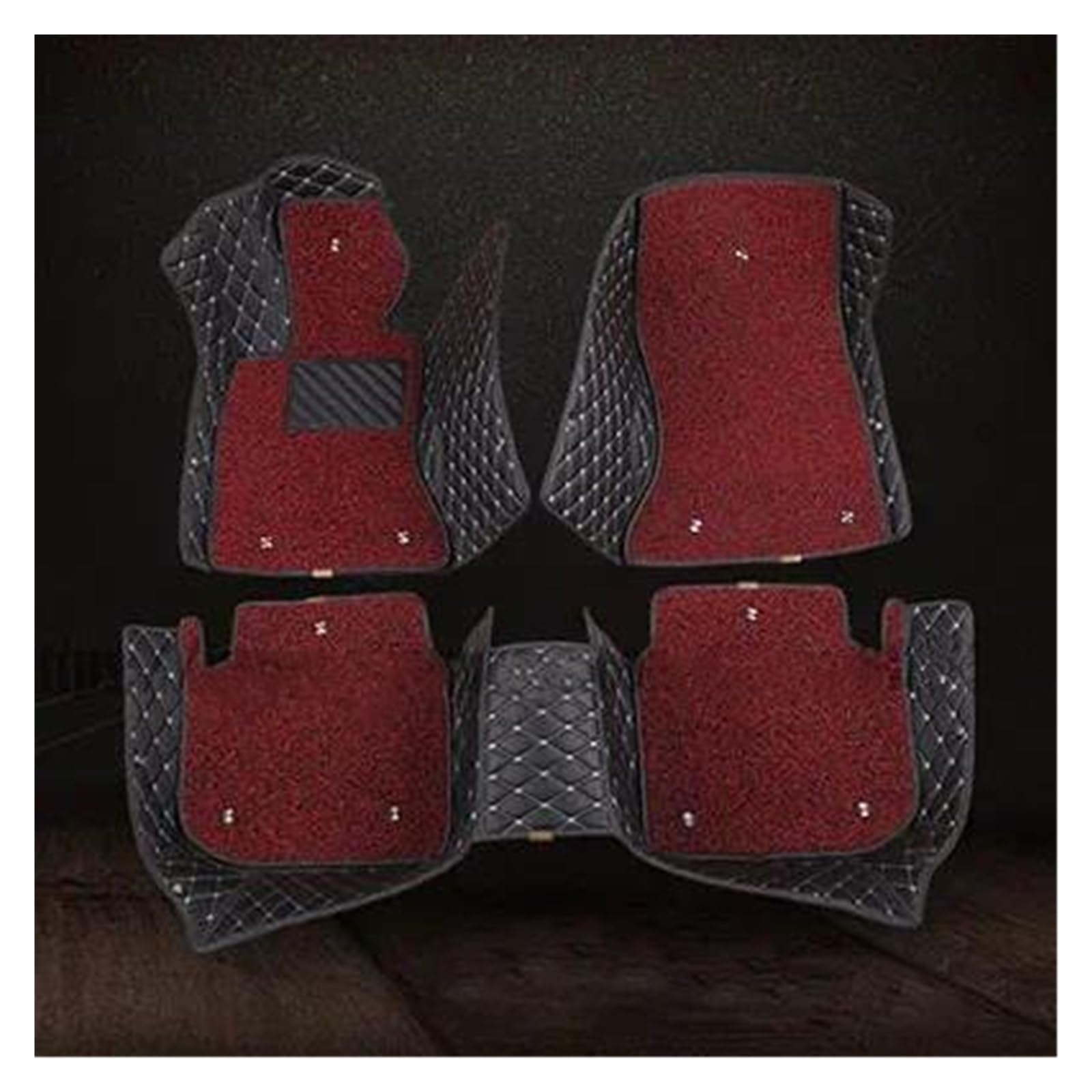 Autoteppich Zweilagige Individuelle 3D-Autofußmatten Für 7er-Reihe Für F01 2008-2015 Fußmattensatz Innenausstattung Automatten(Schwarz Rot) von ZSKSJHSJ