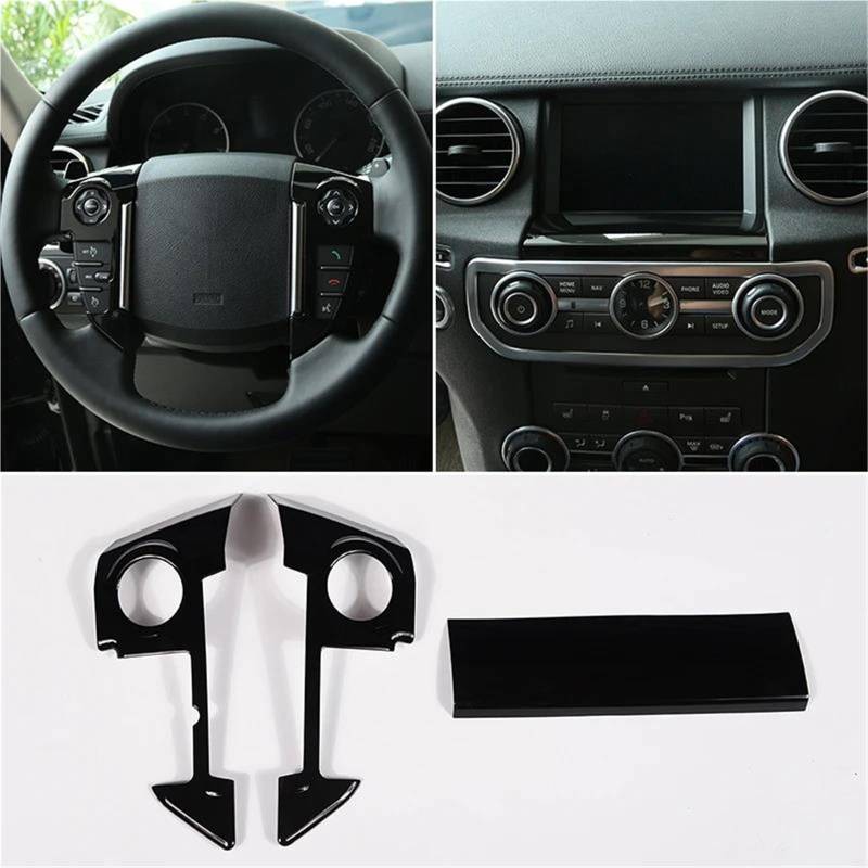 Auto-Innendekoration Auto Lenkrad Knopf Rahmen Abdeckung Trim ABS Zentrale Navigation Bildschirm Unter Panel Abdeckung Für Discovery 4 Auto Trim Aufkleber(Schwarz) von ZSQGHGH