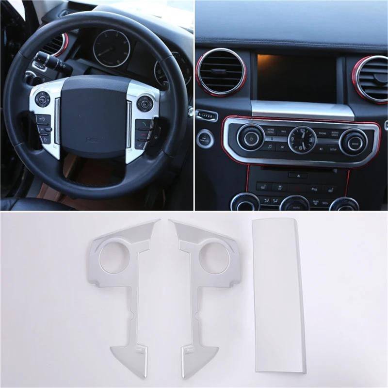 Auto-Innendekoration Auto Lenkrad Knopf Rahmen Abdeckung Trim ABS Zentrale Navigation Bildschirm Unter Panel Abdeckung Für Discovery 4 Auto Trim Aufkleber(Silber) von ZSQGHGH