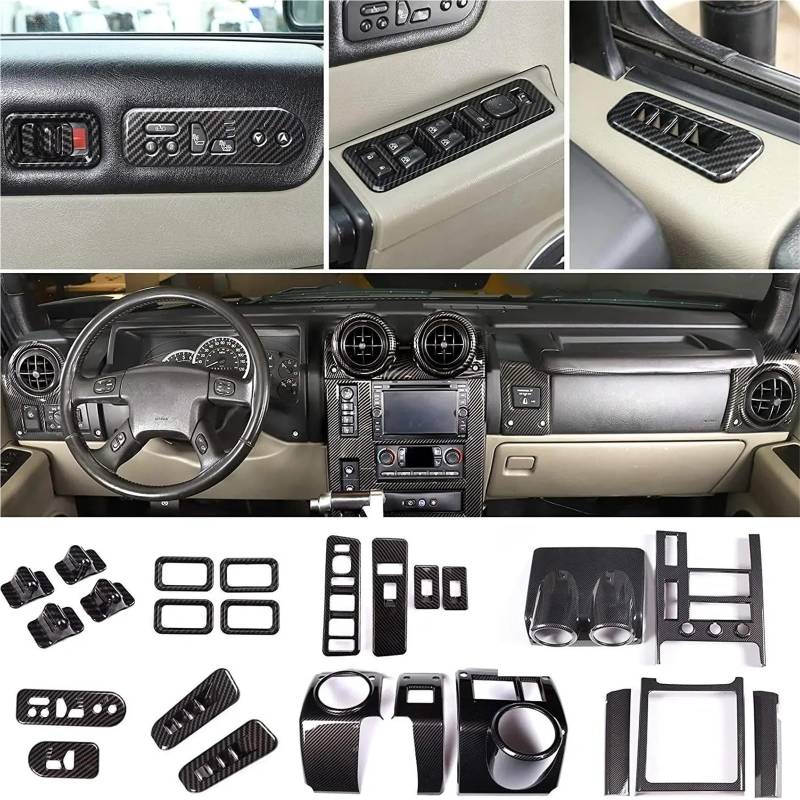 Auto-Innendekoration Für Hummer Für H2 2003-2007 ABS Silber Auto Zentrale Steuerung Dashboard Navigation Panel Abdeckung Trim Aufkleber Auto Trim Aufkleber(Carbon Pattern) von ZSQGHGH