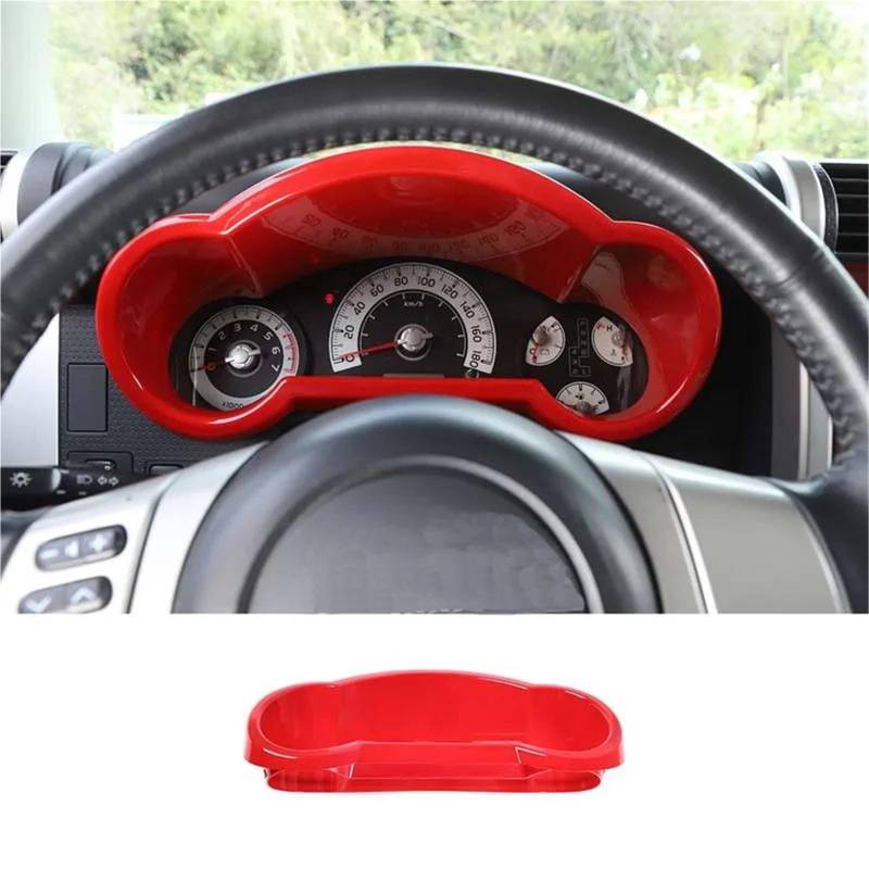 Auto-Innendekoration Für Toyota Für FJ Cruiser 2007-2021 ABS Center Konsole Instrument Panel Display Tachometer Trim Abdeckung Rahmen Auto Trim Aufkleber(Rot) von ZSQGHGH