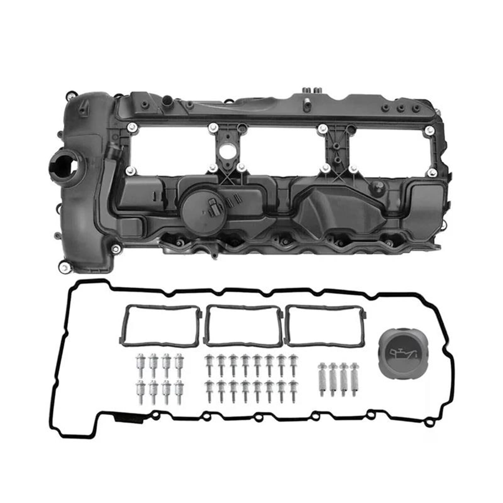 Ventildeckeldichtung 11127570292 Motorventildeckel Für N55 135i 335i 435i 535i 640i 740i 535ixDrive X3 X5 X6 XDrive 35i 3.0L Zylinderkopfhaube Ventildeckel Dichtung(Black Aluminum) von ZSQWRFRG