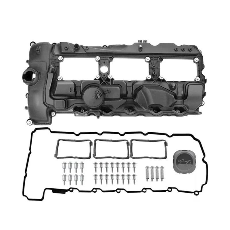 Ventildeckeldichtung 11127570292 Motorventildeckel Für N55 135i 335i 435i 535i 640i 740i 535ixDrive X3 X5 X6 XDrive 35i 3.0L Zylinderkopfhaube Ventildeckel Dichtung(Black Aluminum) von ZSQWRFRG
