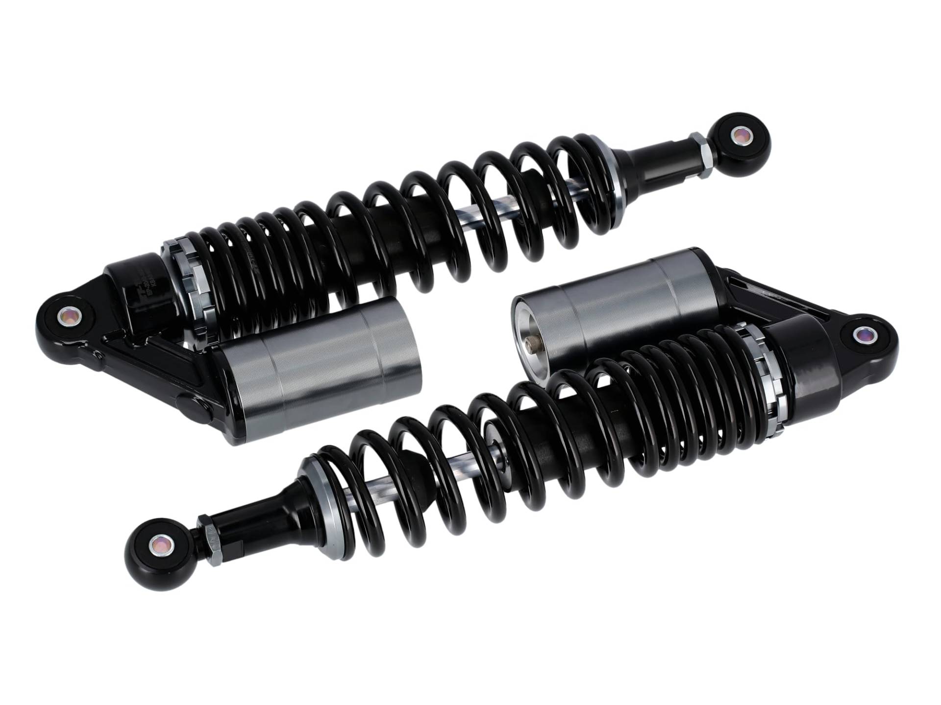 Set: Performance-Federbeine Schwarz/Titan mit ABE, mit externen Ausgleichsbehälter, 360mm - für Simson S50, S51, S70 Set: Performance-Federbeine Schwarz/Titan mit ABE, mit externen Ausgleichsbehälter, 360mm - für Simson S50, S51, S70 von ZT-Tuning