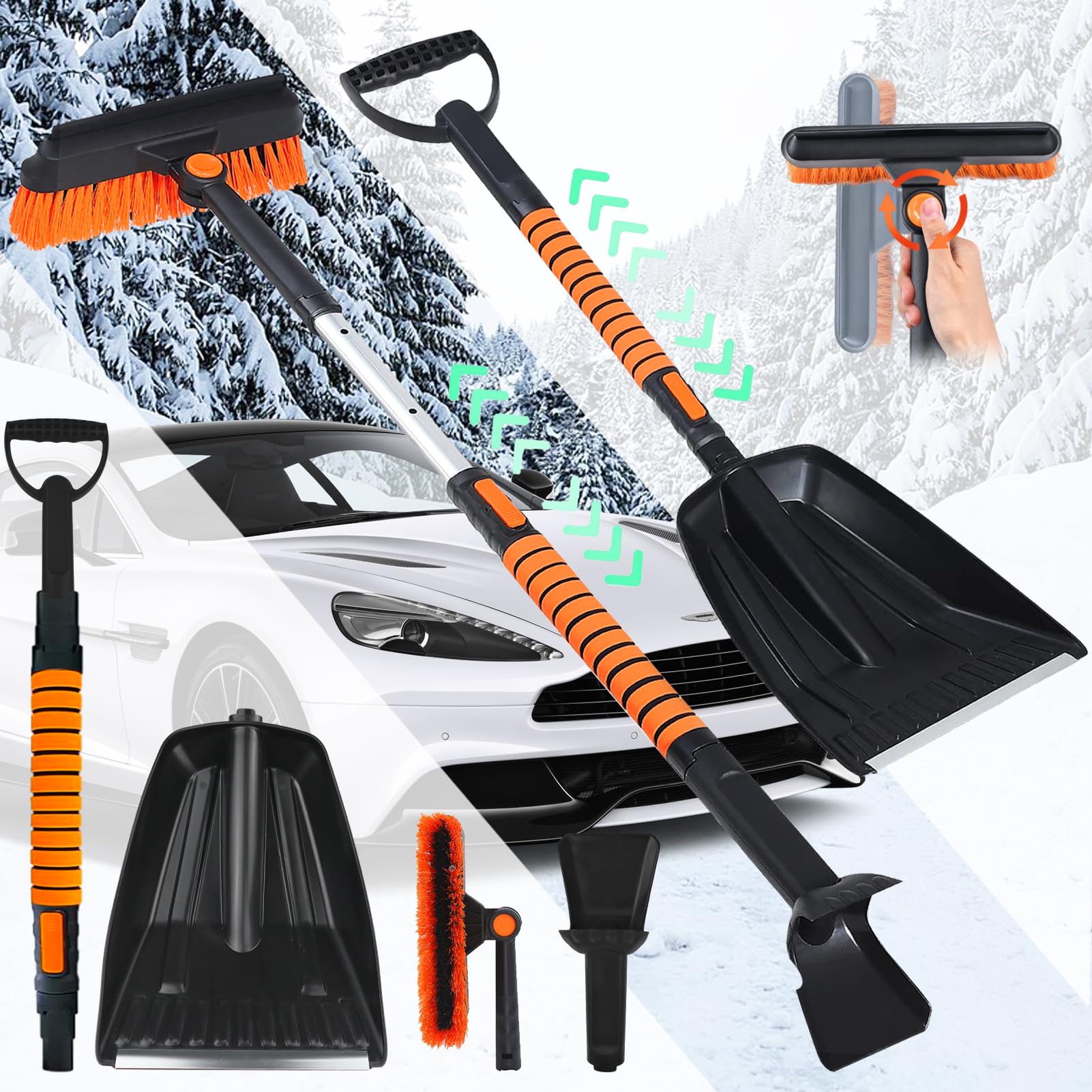 ZTBFHLZQ Eiskratzer Auto Schneebesen Auto Reinigungsbürste und Schneebürste mit Rakel Ausziehbare Schnee-Eisentfernung Stabiler & Langlebiger Scheibenkratzer Auto für LKW SUV ZTBFHLZQ Eiskratzer Auto Schneebesen Auto Reinigungsbürste und Schneebürste mit Rakel Ausziehbare Schnee-Eisentfernung Stabiler & Langlebiger Scheibenkratzer Auto für LKW SUV von ZTBFHLZQ
