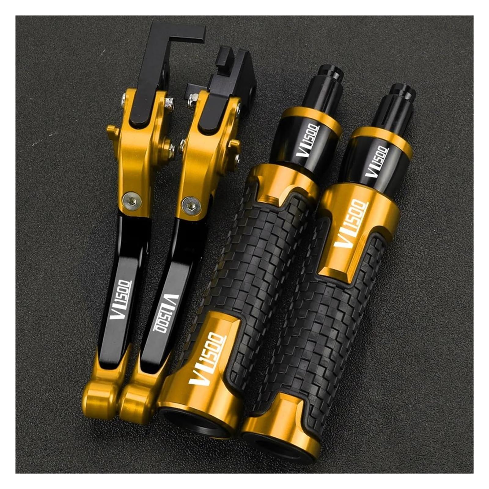 Griffsatz FÜR Suzuki VL1500 C90 Boulevard VL 1500 C90 Bremse Kupplung Hebel Handbremse Lenker Grip Griff Hand Griffe(Gold) von ZTQLIJQF