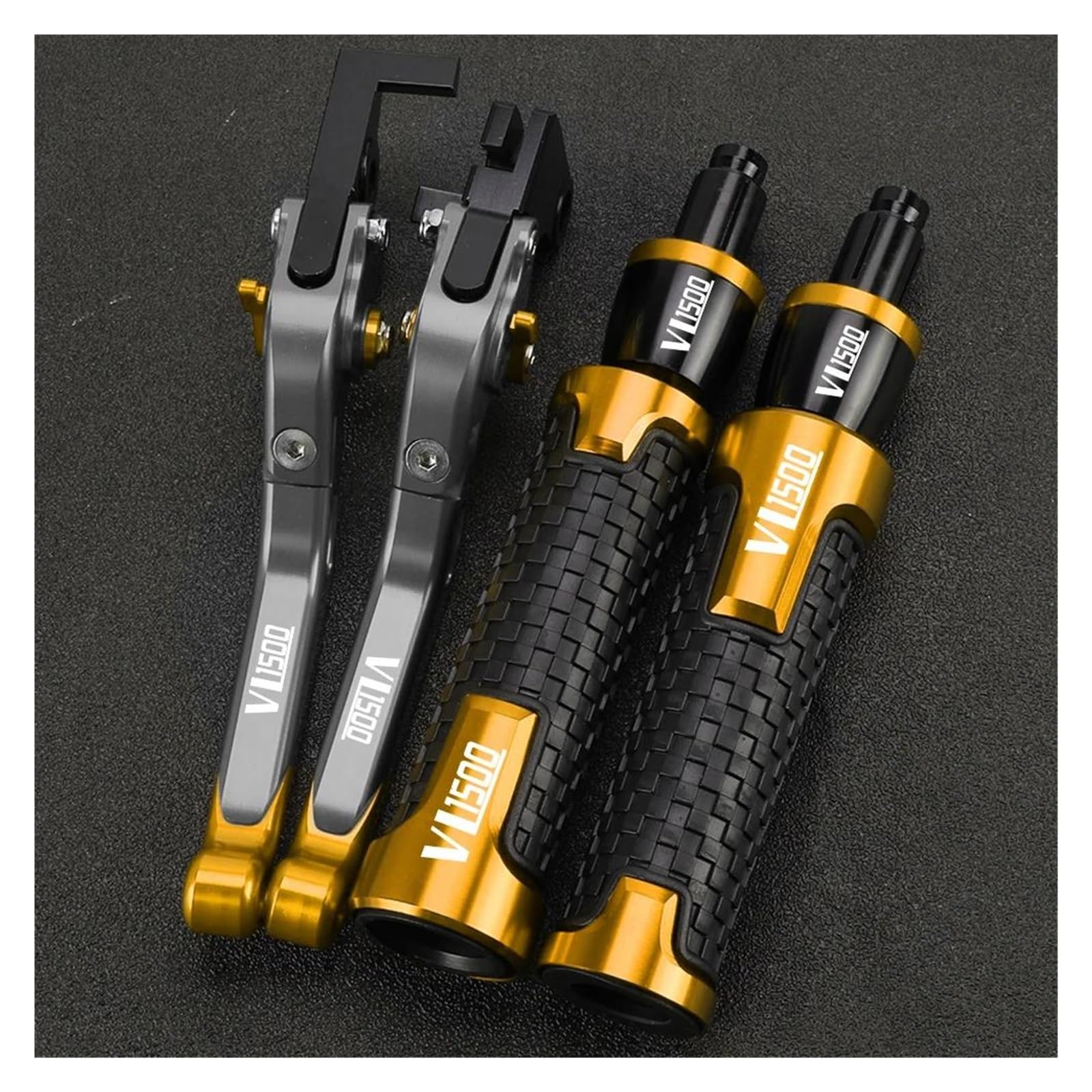 Griffsatz FÜR Suzuki VL1500 C90 Boulevard VL 1500 C90 Bremse Kupplung Hebel Handbremse Lenker Grip Griff Hand Griffe(Gold2) von ZTQLIJQF