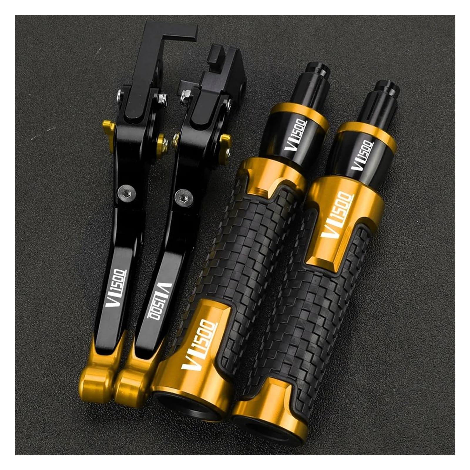 Griffsatz FÜR Suzuki VL1500 C90 Boulevard VL 1500 C90 Bremse Kupplung Hebel Handbremse Lenker Grip Griff Hand Griffe(Gold3) von ZTQLIJQF