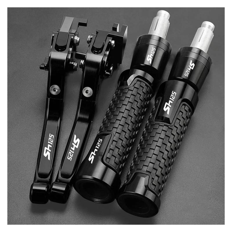 Griffsatz Motorrad Spurstange Handbremse Bremse Kupplung Hebel Lenker Griffe Enden Für H&ONDA SH125i SH125 SH 125(Black) von ZTQLIJQF