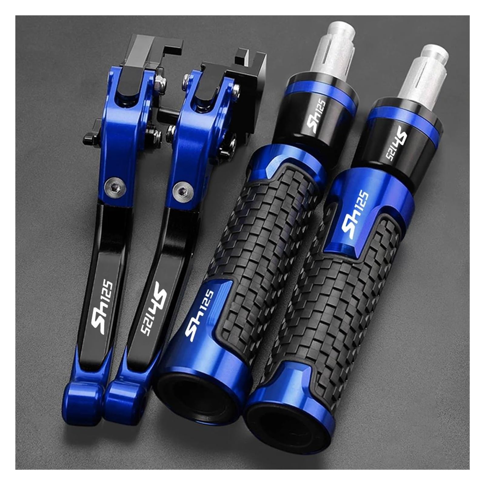 Griffsatz Motorrad Spurstange Handbremse Bremse Kupplung Hebel Lenker Griffe Enden Für H&ONDA SH125i SH125 SH 125(Blue) von ZTQLIJQF