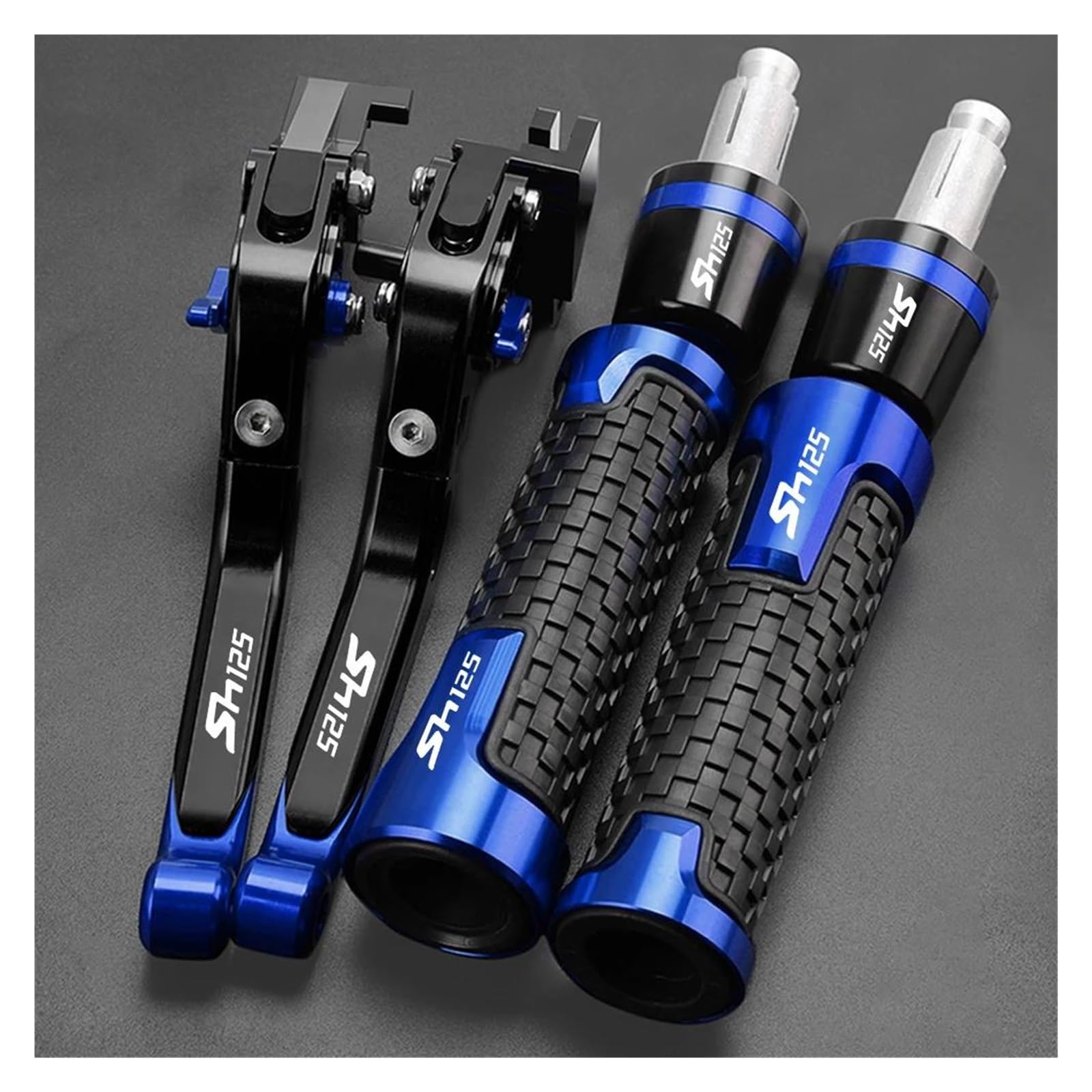 Griffsatz Motorrad Spurstange Handbremse Bremse Kupplung Hebel Lenker Griffe Enden Für H&ONDA SH125i SH125 SH 125(Blue2) von ZTQLIJQF