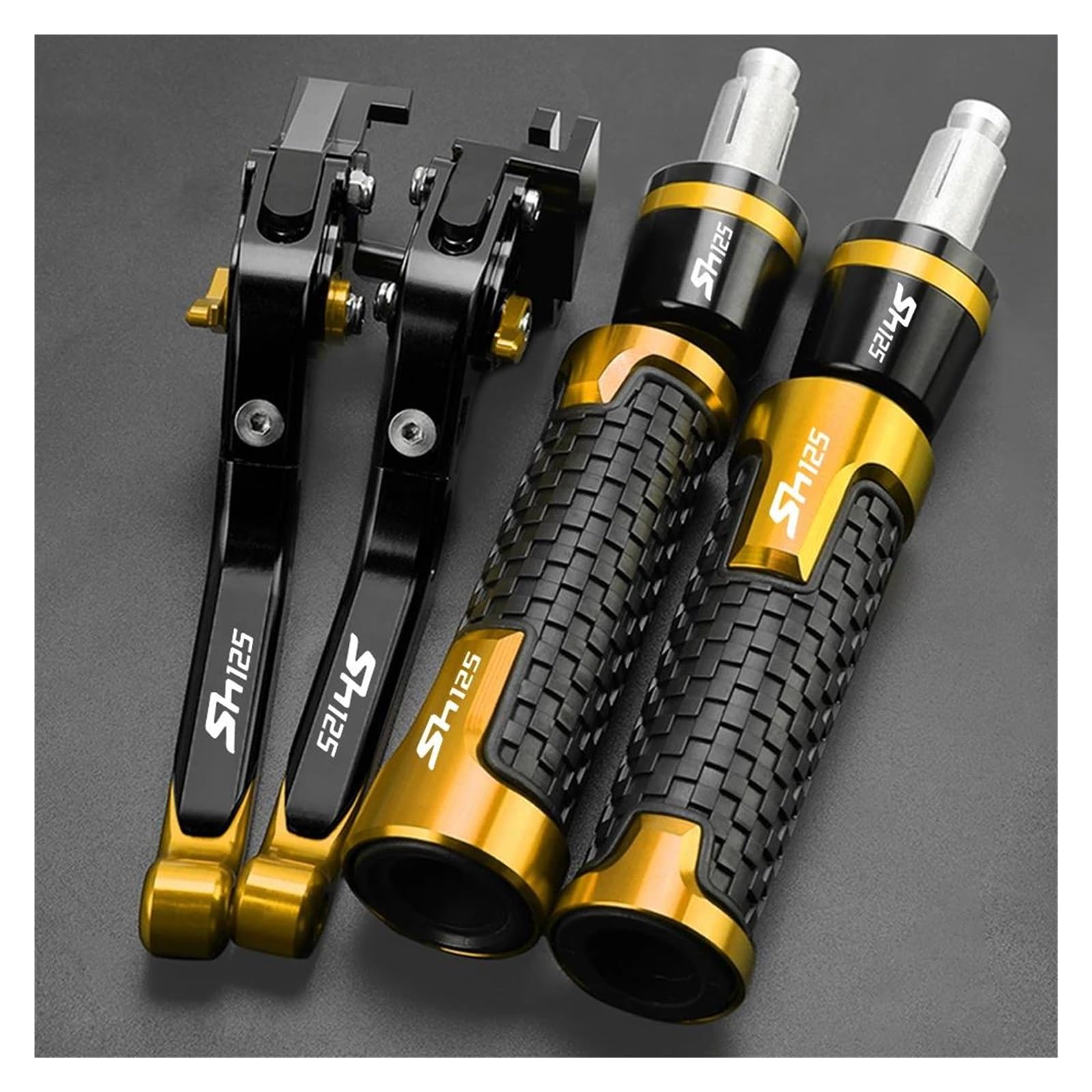 Griffsatz Motorrad Spurstange Handbremse Bremse Kupplung Hebel Lenker Griffe Enden Für H&ONDA SH125i SH125 SH 125(Gold2) von ZTQLIJQF
