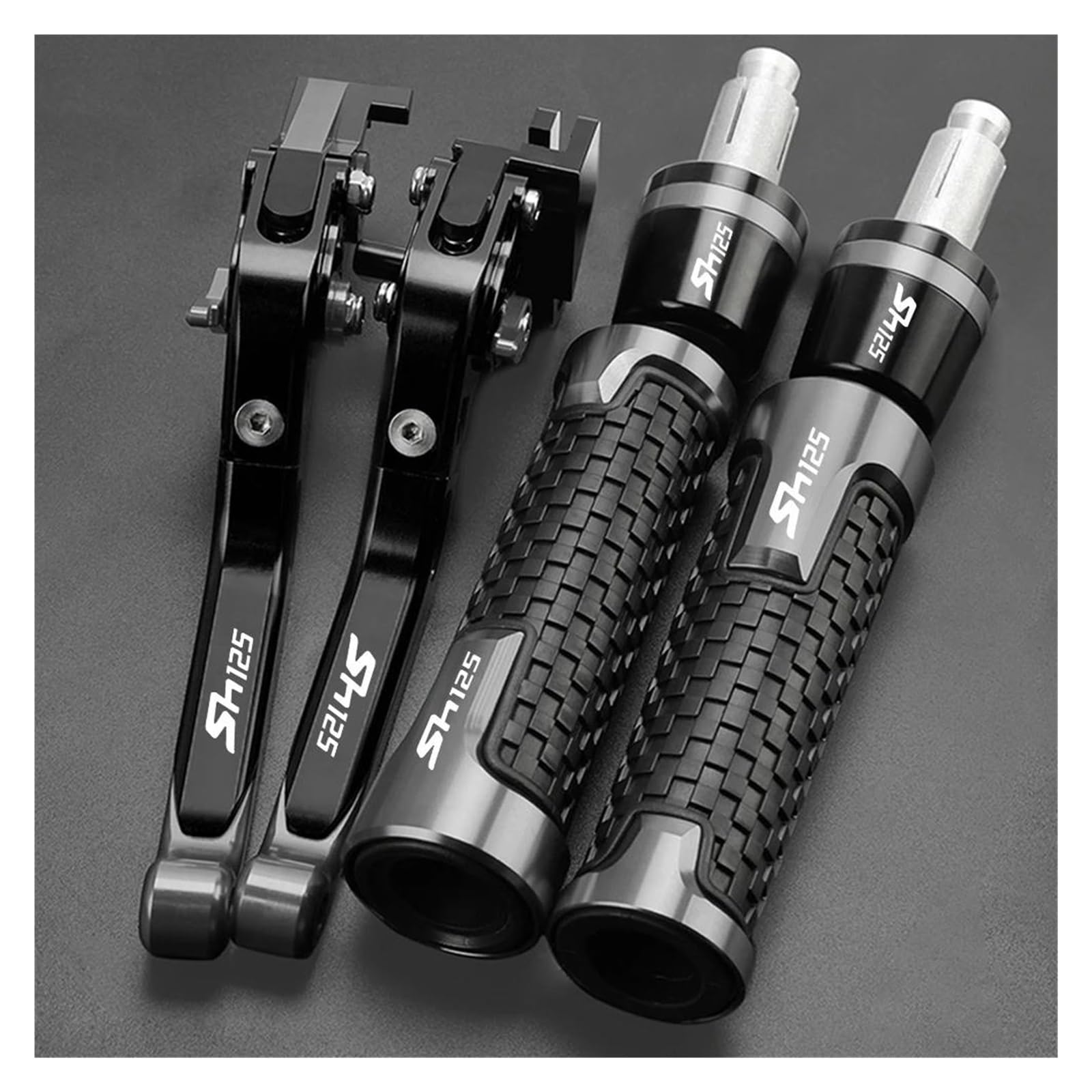 Griffsatz Motorrad Spurstange Handbremse Bremse Kupplung Hebel Lenker Griffe Enden Für H&ONDA SH125i SH125 SH 125(Gray) von ZTQLIJQF