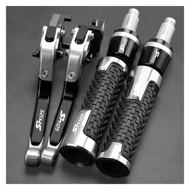 Griffsatz Motorrad Spurstange Handbremse Bremse Kupplung Hebel Lenker Griffe Enden Für H&ONDA SH125i SH125 SH 125(Silver) von ZTQLIJQF