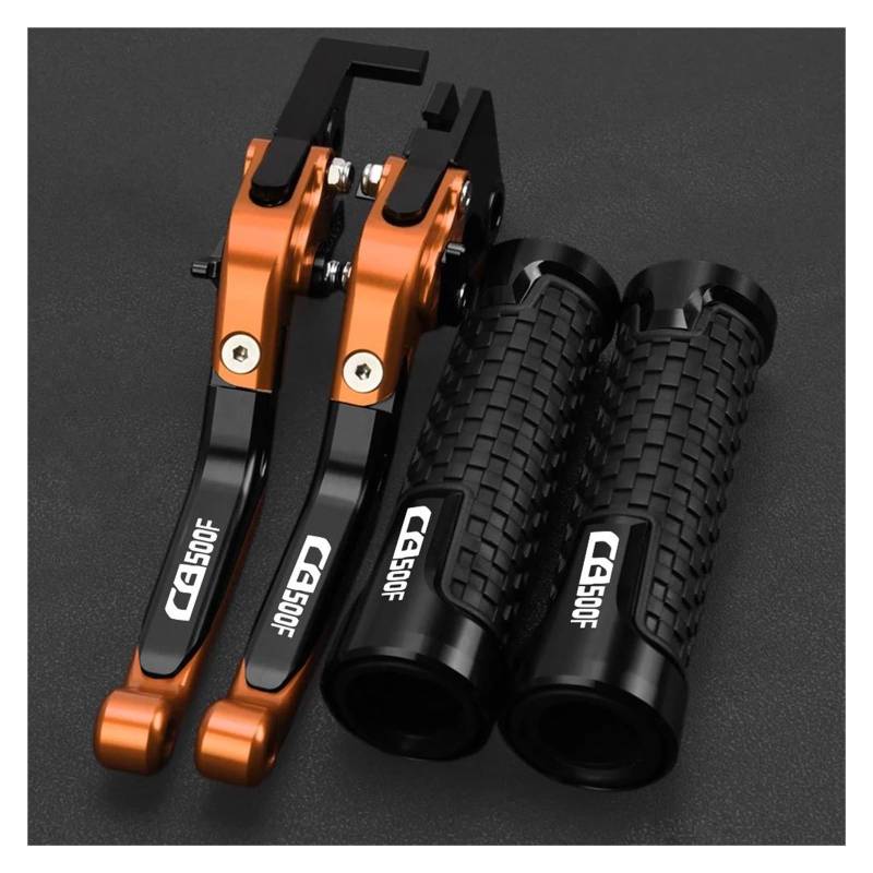 Motorrad Griffe Set Für H&ONDA CB500F CB 500F 2025 Motorrad Bremse Kupplung Hebel Griff Lenker Griffe Abdeckung(Orange) von ZTQLIJQF