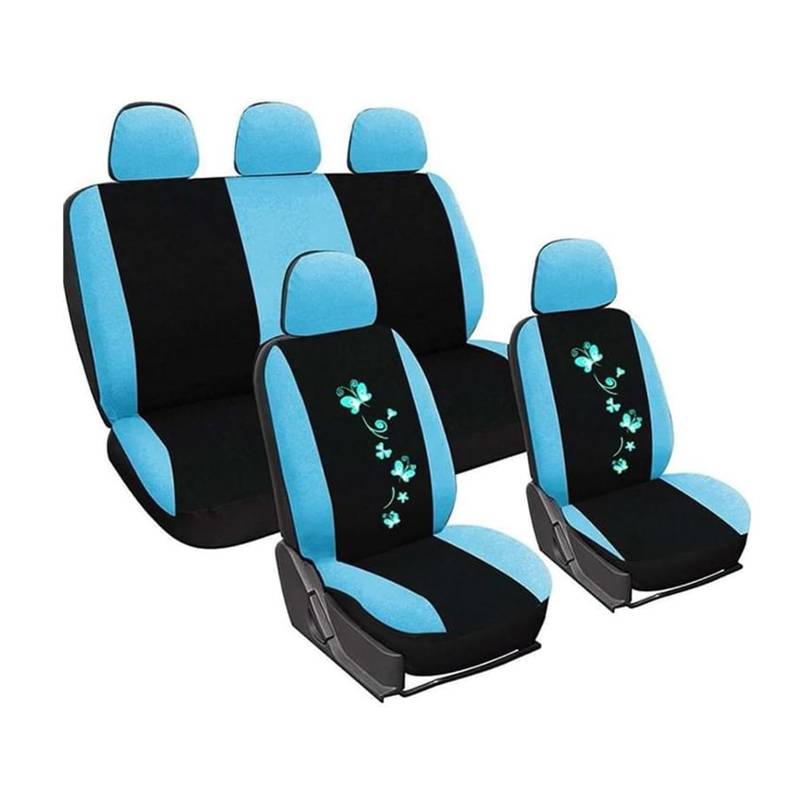 ZUKPHBWYWK Autositzbezüge Universal Auto Abdeckungen Auto Sitz Schützen Für Männer Frauen Auto Sitzbezüge Schmetterling Stickerei. Sitzbezug(Blau,Set of seat Covers) von ZUKPHBWYWK