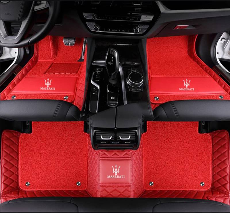Full Coverage Auto Leder Fußmatten für Maserati Grecale 2022 2023 2024 Allwetter Antirutschmatte Anpassen Teppiche Fussmatten Protection Zubehör,Redstyle von ZUMAHA